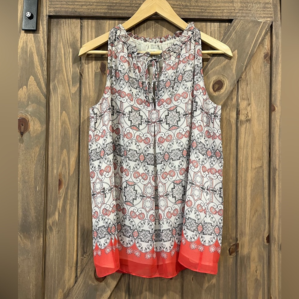 Max Studio Edition Tunic Top Cold Shoulder Chiffon Lined Petite Small